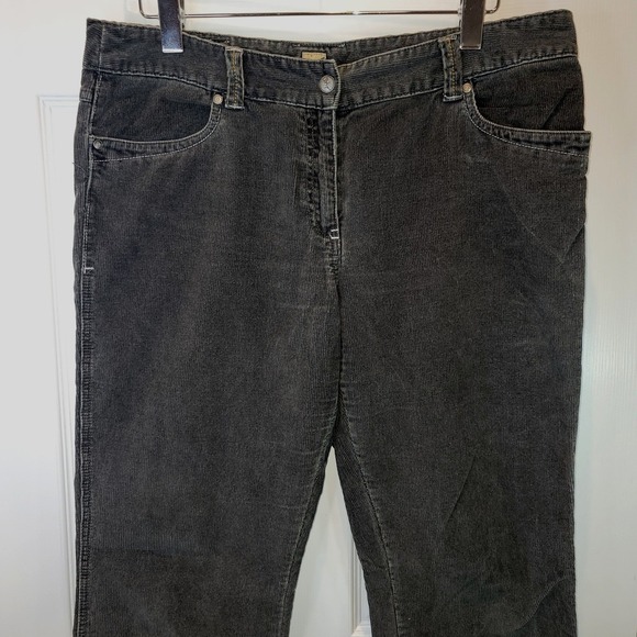VTG Gramicci Boot Cut Corduroy Pants Jeans Womens Sz 14 Gray Plaid Cuffs Cotton - Picture 11 of 16